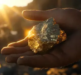 Gold mineral sample representing real asset investments