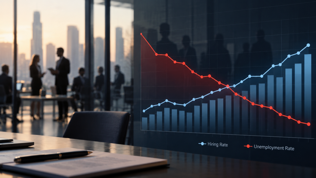 Labour market chart showing hiring rate and unemployment